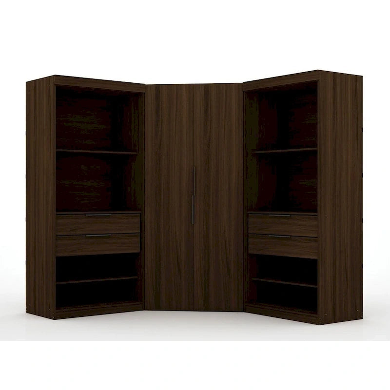 2.0 Semi-ouvert 3 Sections Moderne 4 Tiroirs Armoire Dressing d'angle Ensemble de 3
