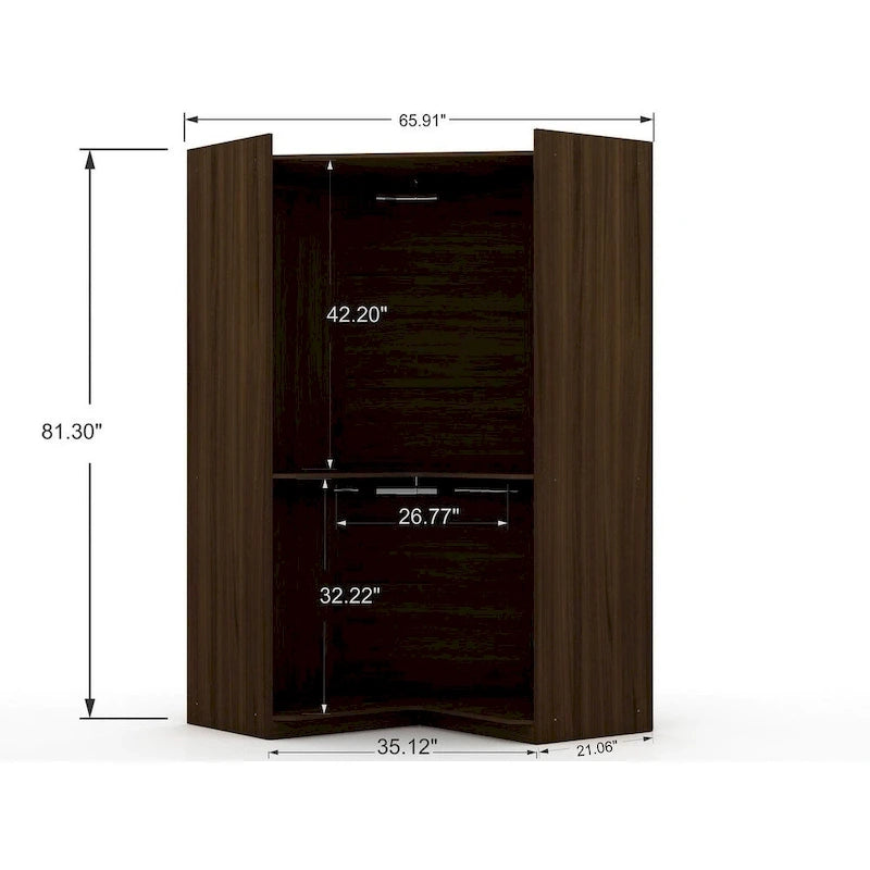2.0 Semi-ouvert 3 Sections Moderne 4 Tiroirs Armoire Dressing d'angle Ensemble de 3