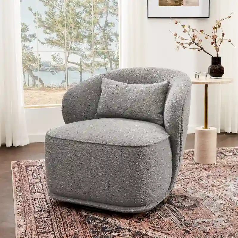 Fauteuil pivotant en bouclette Sherpa large de 84 cm