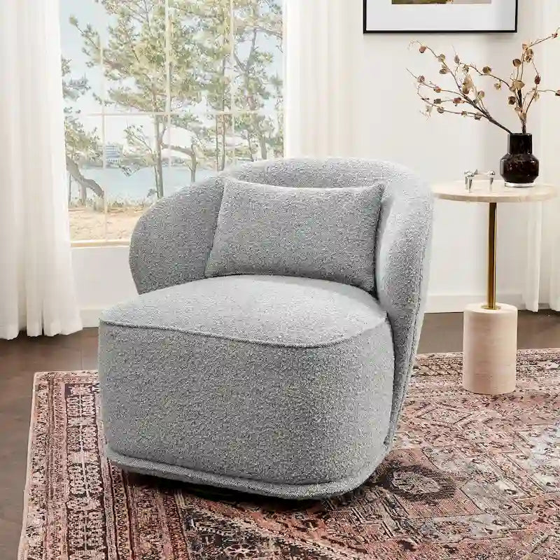 Fauteuil pivotant en bouclette Sherpa large de 84 cm