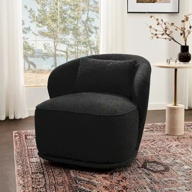 Fauteuil pivotant en bouclette Sherpa large de 84 cm