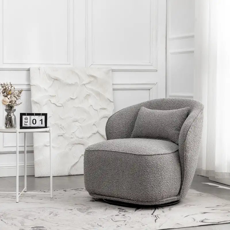 Fauteuil pivotant en bouclette Sherpa large de 84 cm