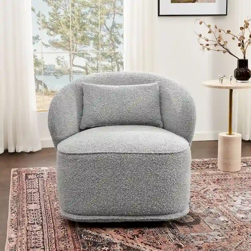 Fauteuil pivotant en bouclette Sherpa large de 84 cm