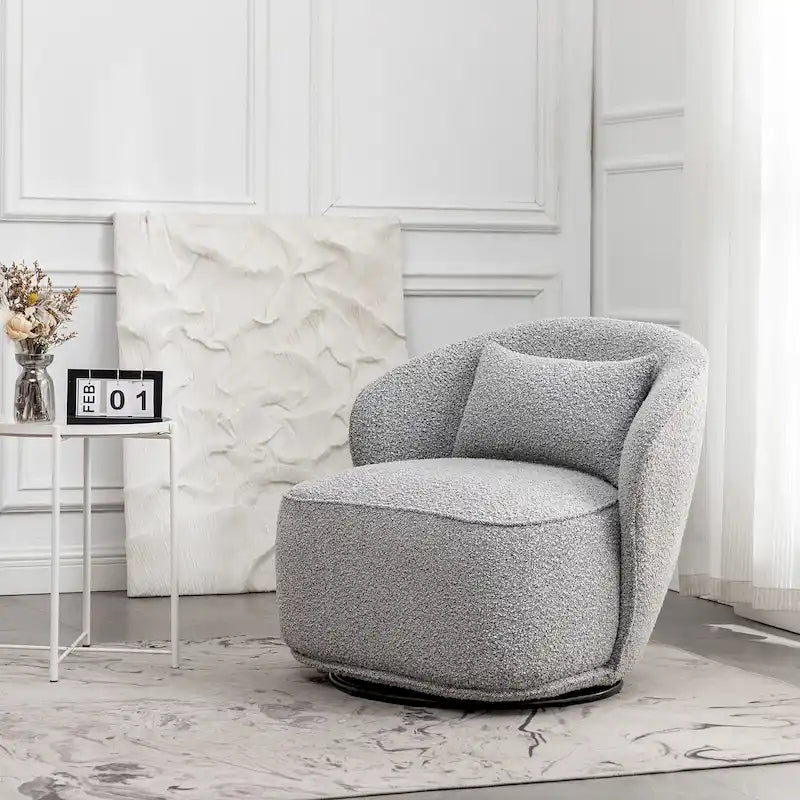 Fauteuil pivotant en bouclette Sherpa large de 84 cm