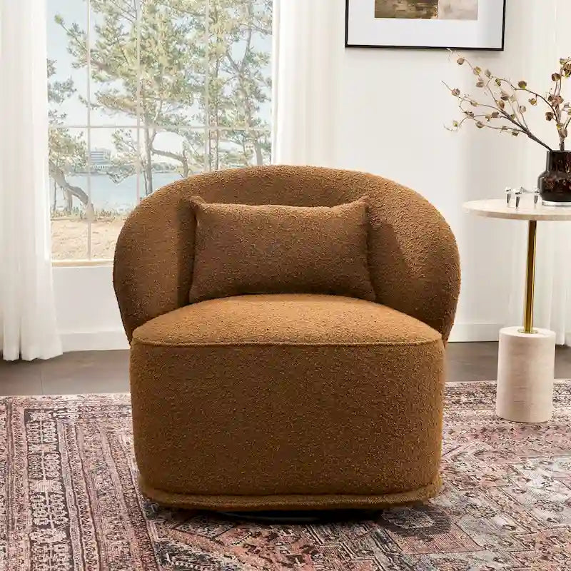 Fauteuil pivotant en bouclette Sherpa large de 84 cm