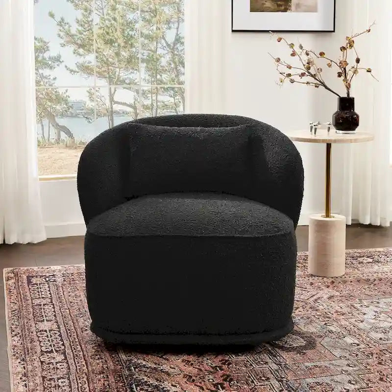 Fauteuil pivotant en bouclette Sherpa large de 84 cm
