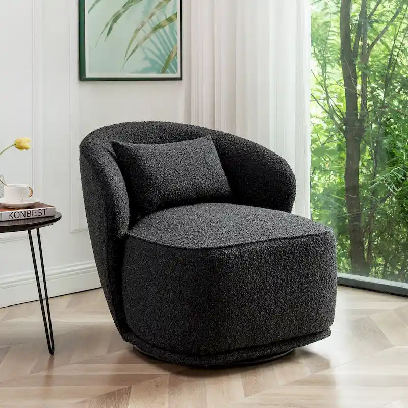 Fauteuil pivotant en bouclette Sherpa large de 84 cm