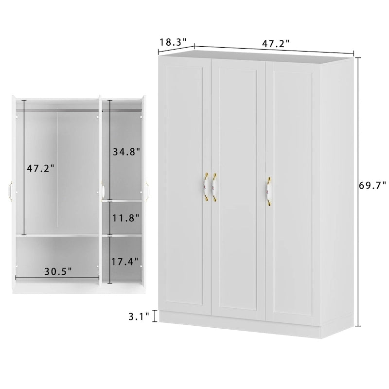 47.2W Armoire de penderie contemporaine et moderne autoportante