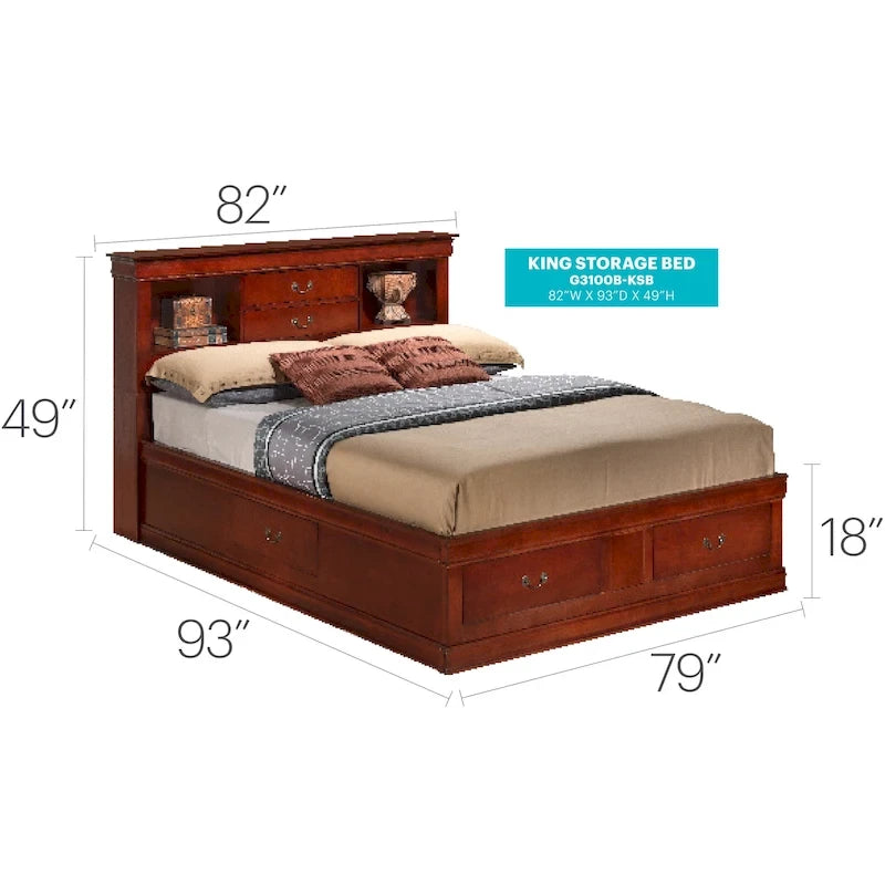 Lit plateforme de rangement King