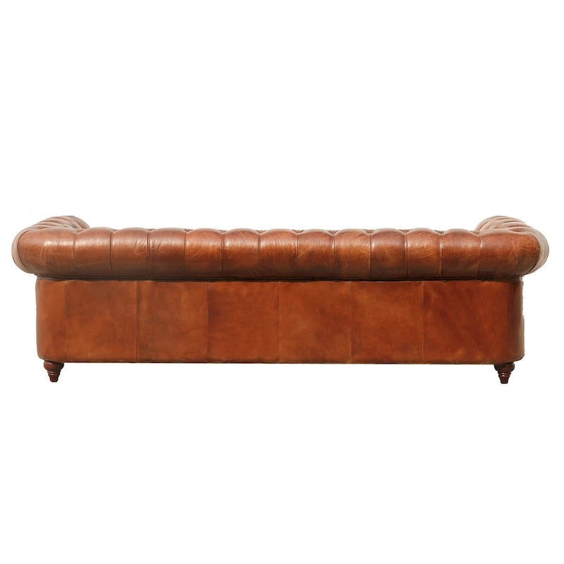 Canapé capitonné Chesterfield, marron - 28,7 H x 97,2 L x 39 P