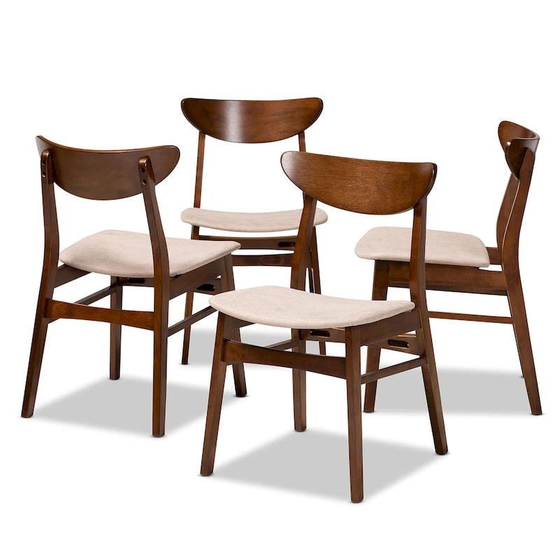 Ensemble de 4 chaises de salle à manger transitionnelles modernes du milieu du siècle