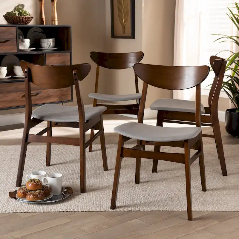 Ensemble de 4 chaises de salle à manger transitionnelles modernes du milieu du siècle