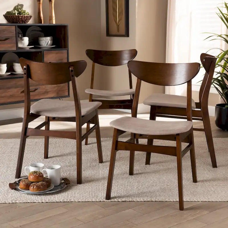 Ensemble de 4 chaises de salle à manger transitionnelles modernes du milieu du siècle