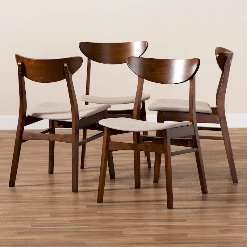 Ensemble de 4 chaises de salle à manger transitionnelles modernes du milieu du siècle