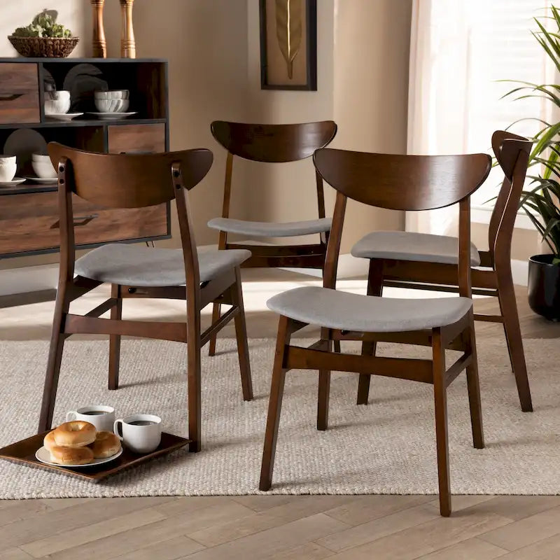 Ensemble de 4 chaises de salle à manger transitionnelles modernes du milieu du siècle