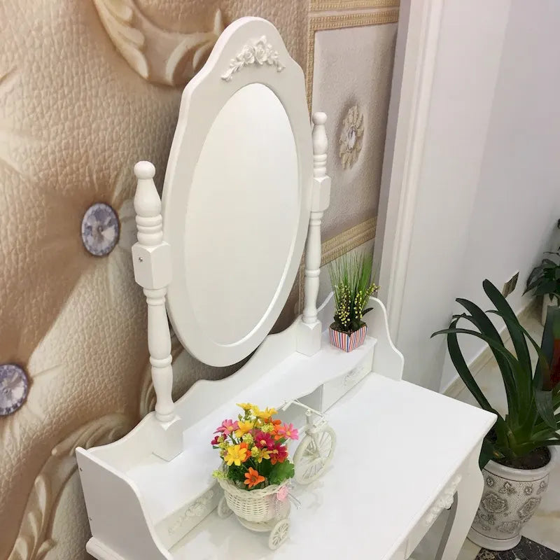 Modern Concise 4-Drawer Makeup Vanity Table and Stool Set