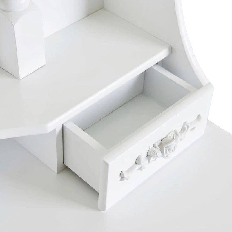 Coiffeuse et tabouret à 4 tiroirs, style moderne et épuré