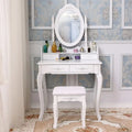 Coiffeuse et tabouret à 4 tiroirs, style moderne et épuré