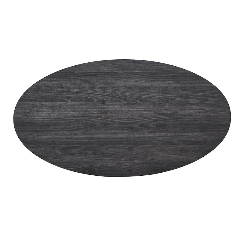 Table basse contemporaine ovale en bois avec étagère