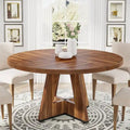 47 Inch Round Dining Table for 4, Wood Kitchen Dinner Table for Kitchen Dining Living Room