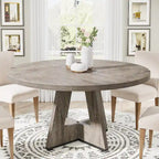 47 Inch Round Dining Table for 4, Wood Kitchen Dinner Table for Kitchen Dining Living Room