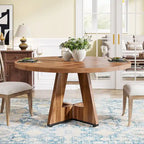 47 Inch Round Dining Table for 4, Wood Kitchen Dinner Table for Kitchen Dining Living Room