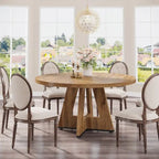 47 Inch Round Dining Table for 4, Wood Kitchen Dinner Table for Kitchen Dining Living Room