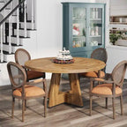 47 Inch Round Dining Table for 4, Wood Kitchen Dinner Table for Kitchen Dining Living Room