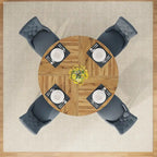 47 Inch Round Dining Table for 4, Wood Kitchen Dinner Table for Kitchen Dining Living Room