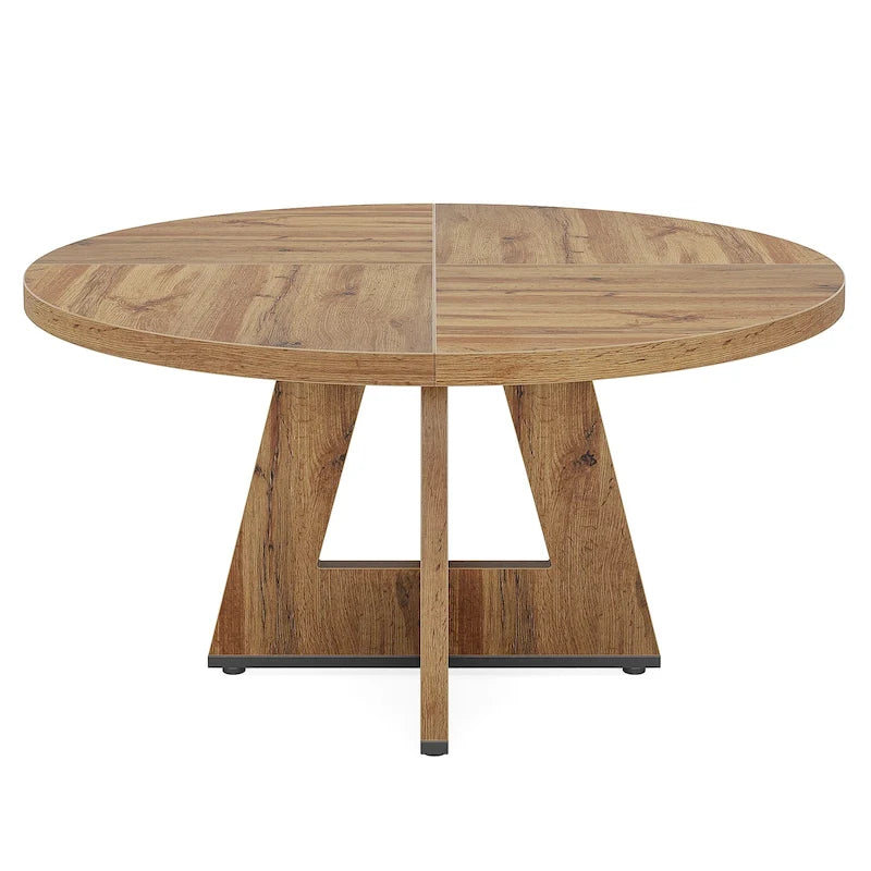 47 Inch Round Dining Table for 4, Wood Kitchen Dinner Table for Kitchen Dining Living Room
