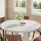 47 Inch Round Dining Table for 4, Wood Kitchen Dinner Table for Kitchen Dining Living Room