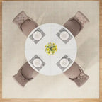 47 Inch Round Dining Table for 4, Wood Kitchen Dinner Table for Kitchen Dining Living Room