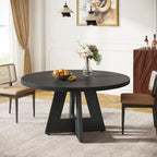 47 Inch Round Dining Table for 4, Wood Kitchen Dinner Table for Kitchen Dining Living Room