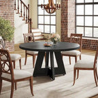 47 Inch Round Dining Table for 4, Wood Kitchen Dinner Table for Kitchen Dining Living Room
