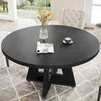 47 Inch Round Dining Table for 4, Wood Kitchen Dinner Table for Kitchen Dining Living Room