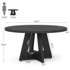 47 Inch Round Dining Table for 4, Wood Kitchen Dinner Table for Kitchen Dining Living Room