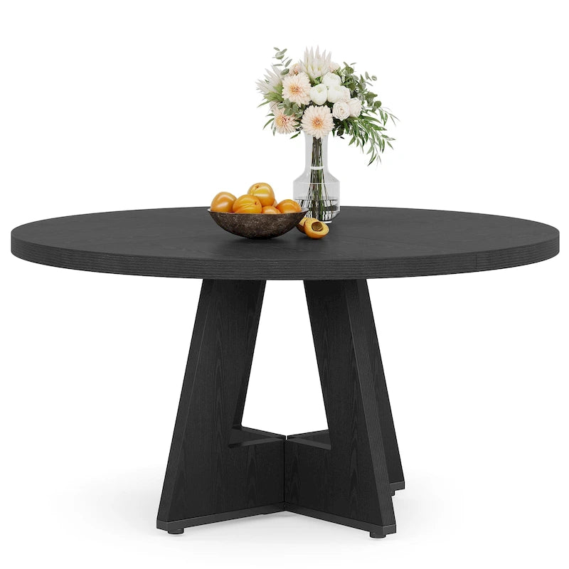 47 Inch Round Dining Table for 4, Wood Kitchen Dinner Table for Kitchen Dining Living Room