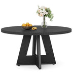 47 Inch Round Dining Table for 4, Wood Kitchen Dinner Table for Kitchen Dining Living Room