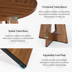 47 Inch Round Dining Table for 4, Wood Kitchen Dinner Table for Kitchen Dining Living Room