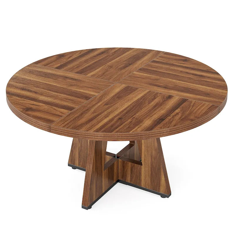 47 Inch Round Dining Table for 4, Wood Kitchen Dinner Table for Kitchen Dining Living Room