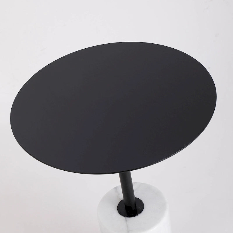 Table d'appoint ronde avec base en marbre, table d'appoint circulaire pour salon ou chevet