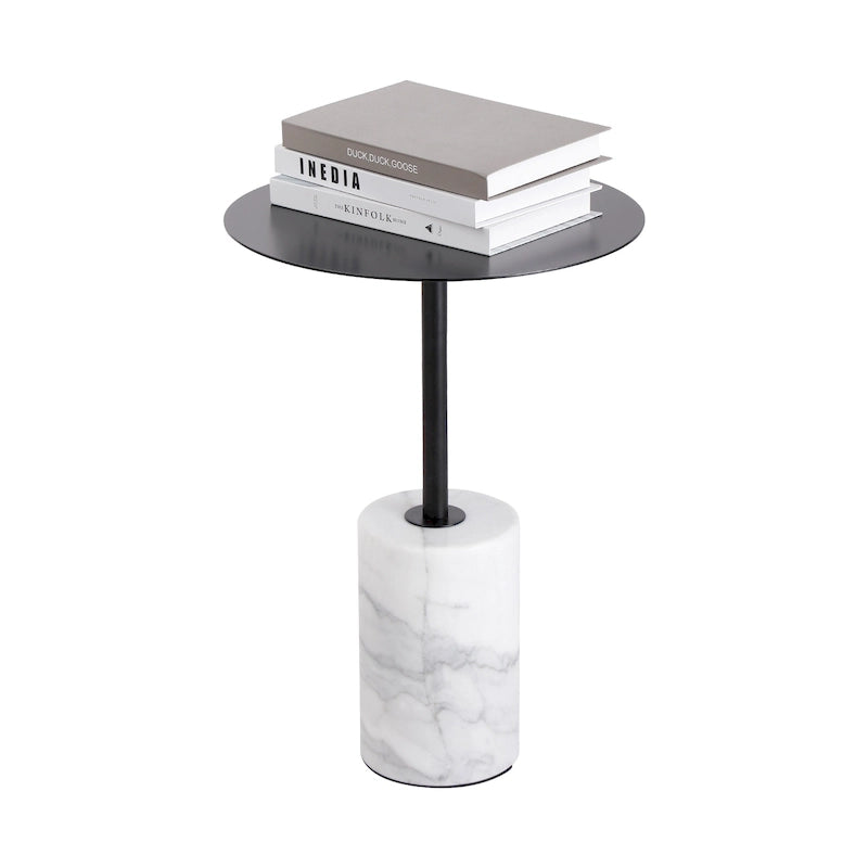 Table d'appoint ronde avec base en marbre, table d'appoint circulaire pour salon ou chevet