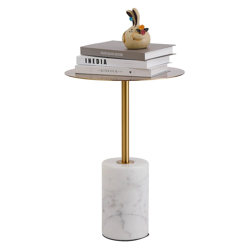 Table d'appoint ronde avec base en marbre, table d'appoint circulaire pour salon ou chevet