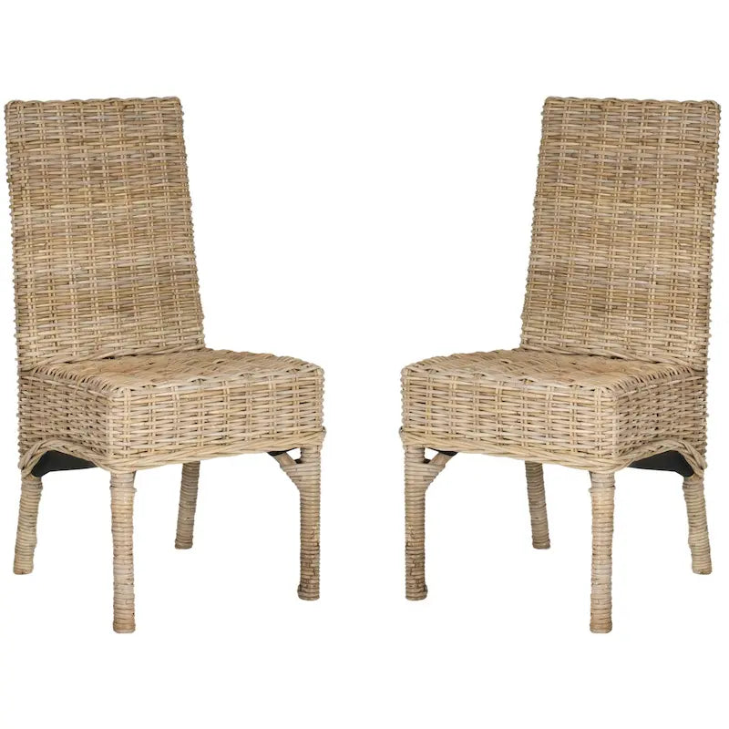 Chaise de salle à manger en osier naturel non fini (Lot de 2) - 18,5 x 18,5 x 38,1 - 19Lx19Px38H