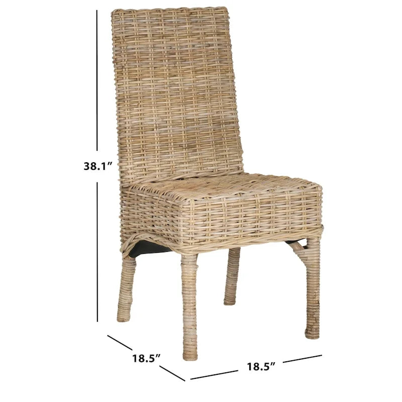 Chaise de salle à manger en osier naturel non fini (Lot de 2) - 18,5 x 18,5 x 38,1 - 19Lx19Px38H