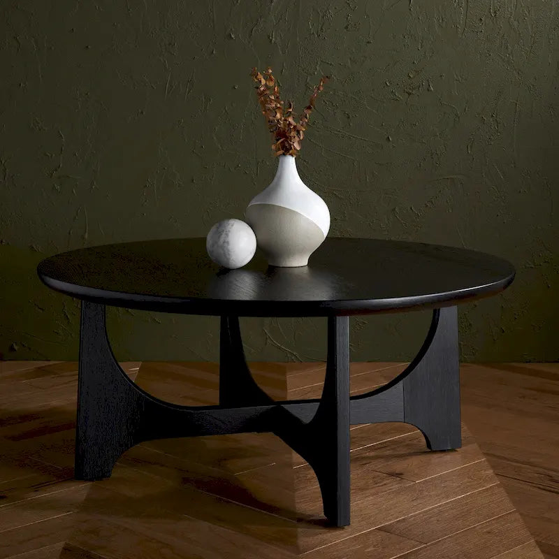 Table basse ronde en bois - 40 po larg. x 40 po prof. x 18 po haut. - 40 larg. x 40 prof. x 18 haut.