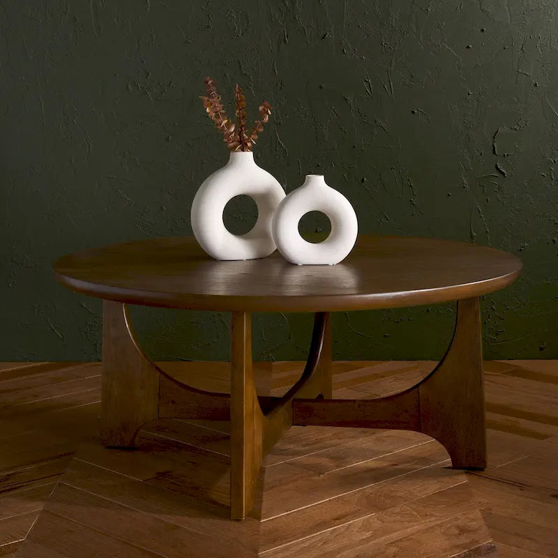 Table basse ronde en bois - 40 po larg. x 40 po prof. x 18 po haut. - 40 larg. x 40 prof. x 18 haut.