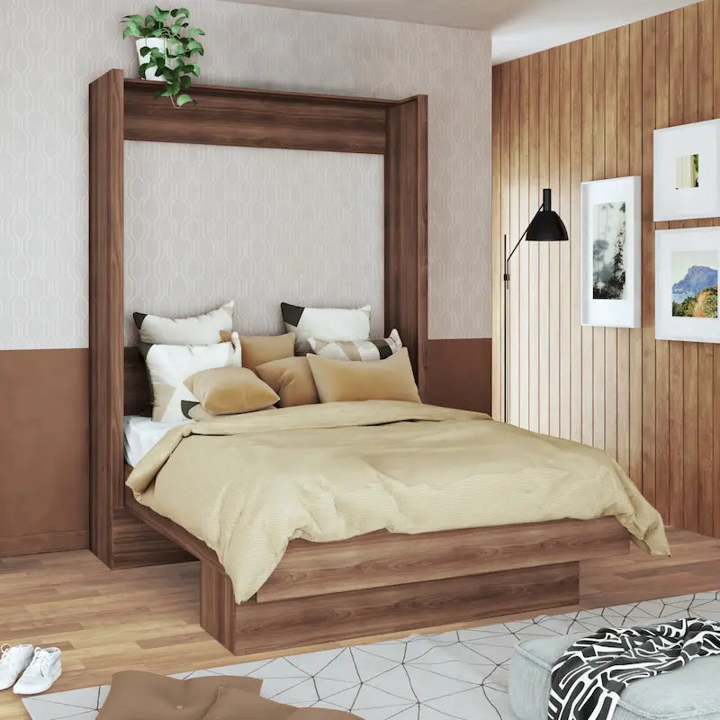Lit escamotable contemporain Queen size Brésilien avec étagère