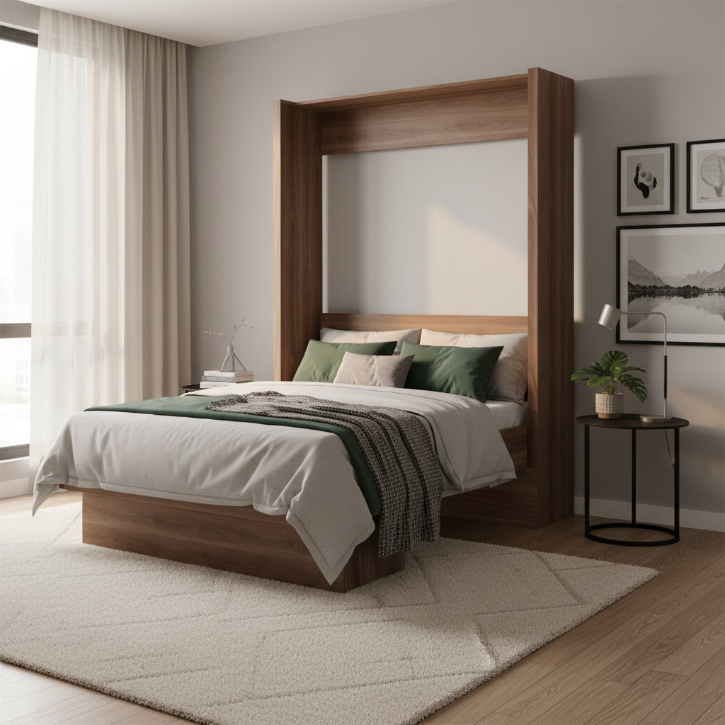 Lit escamotable contemporain Queen size Brésilien avec étagère