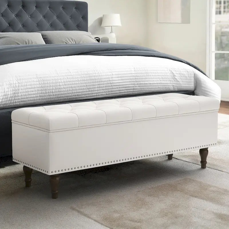 Banc de rangement capitonné, pouf rembourré avec rangement pour chambre à coucher - 50,8 L x 17,1 P x 18,3 H